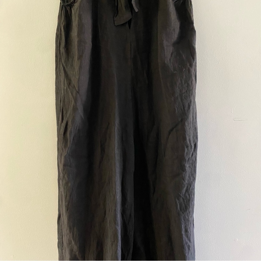 MILIO MILANO Italian Linen Tie Back Jumpsuit Romper Black Women’s Size Large - Picture 11 of 13